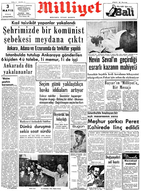 3 Mayis 1950 tarihli Milliyet Gazetesi